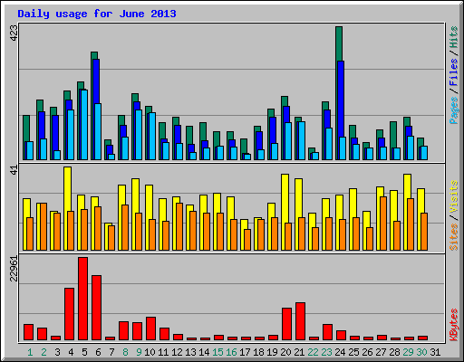 Daily usage for June 2013