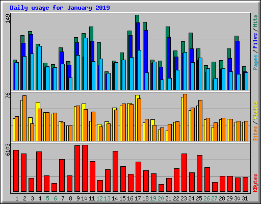 Daily usage for January 2019