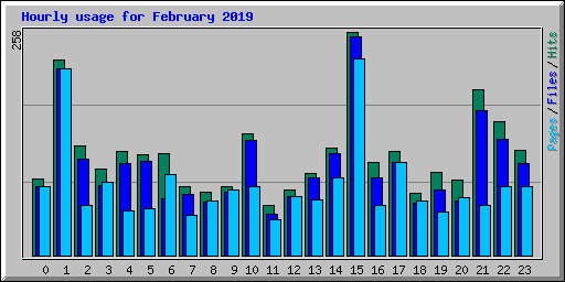 Hourly usage for February 2019
